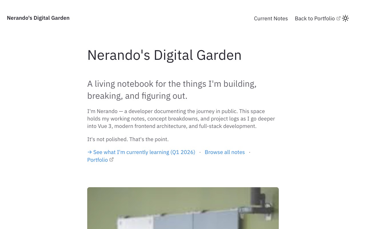 Before: the old homepage. Plain white page with the site name in large text, a short intro, blue links and a large hotlinked banner photo.